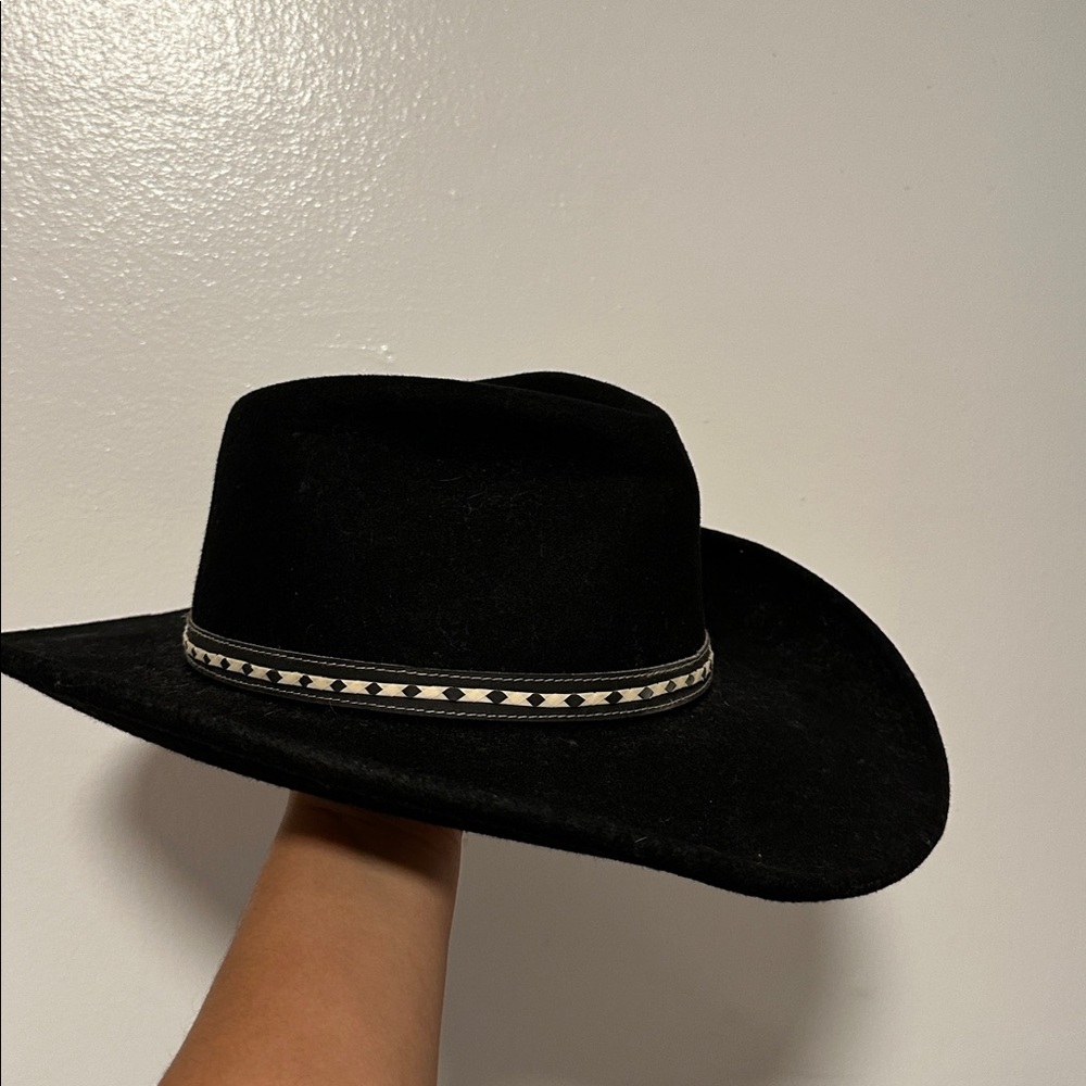 Black Cowboy Hat with Decorative Band